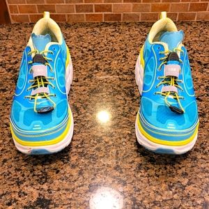 Hoka One One Conquest Teal Blue Green Cinch Up Women's Running Shoes, Size 10